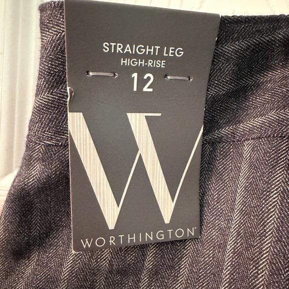 Worthington Women’s Dark Gray High Rise Straight Leg Pinstripe Dress Pants - Picture 7 of 7